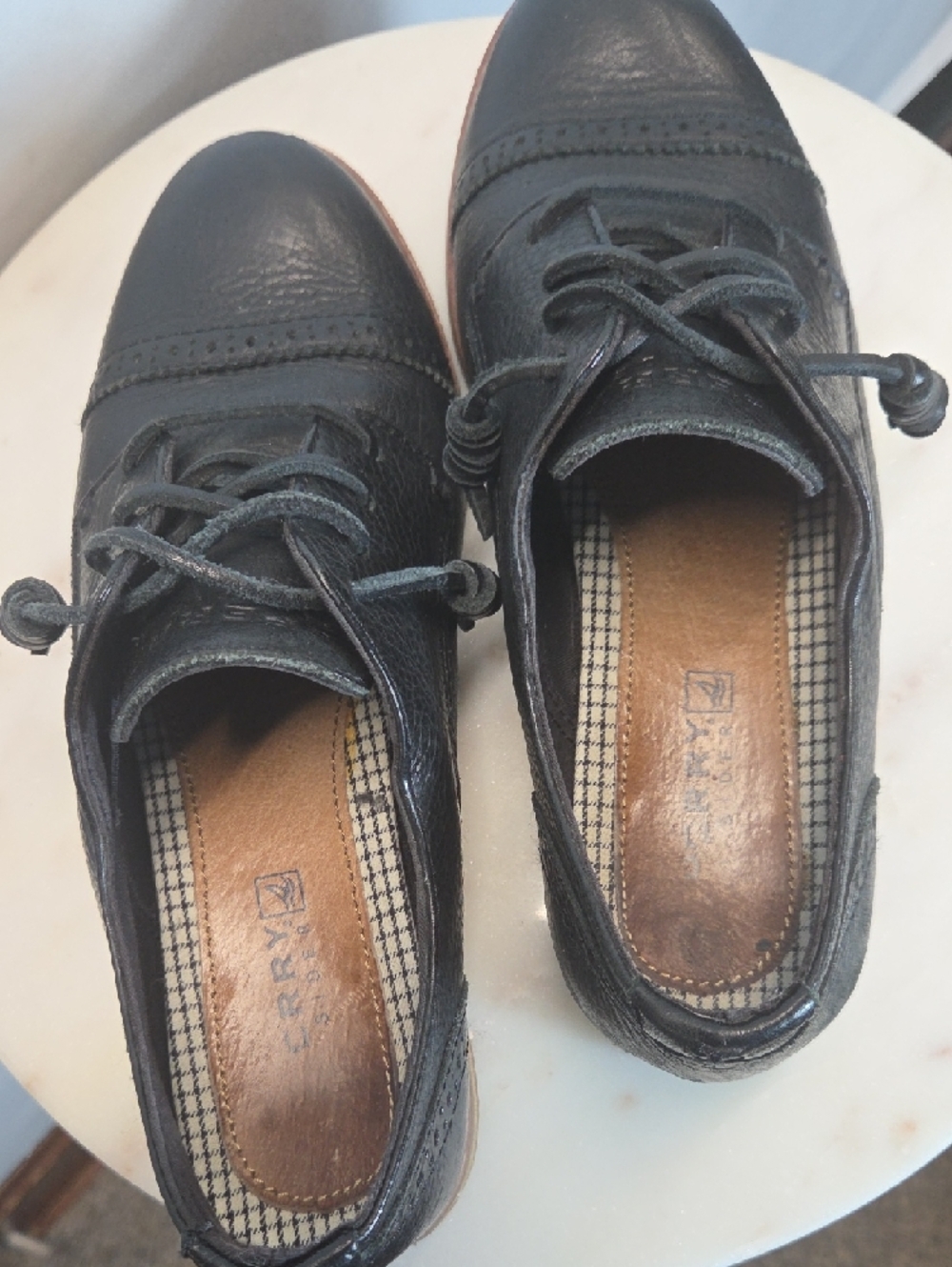Black Leather Lace-Up Oxford Shoes Size 6.5 - Picture 8 of 8